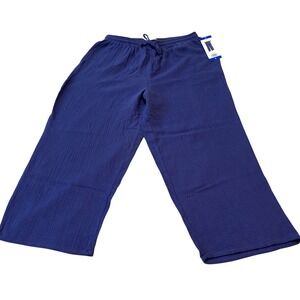 Jessica Simpson Womens‎ Gauze Wide Leg Lounge Pants Navy Blue Size L